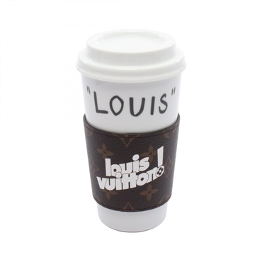 LOUIS VUITTON Cup Louis Tableware GI0838 Monogram Canvas Pottery White Brown