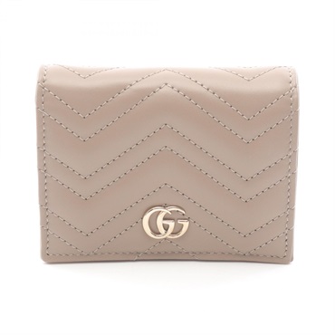 GUCCI GG Marmont Bi-fold Wallet 466492DTDHD1523 Leather Beige NEW Women