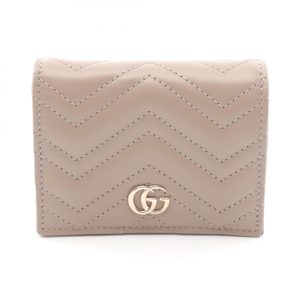 GUCCI GG Marmont Bi-fold Wallet 466492DTDHD1523 Leather Beige NEW Women