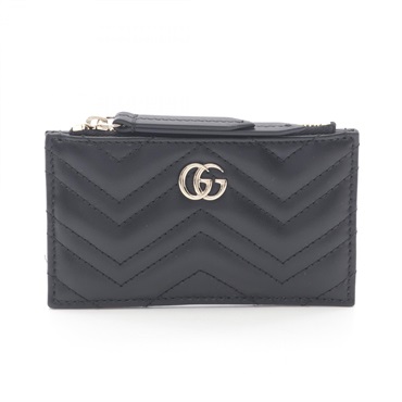 GUCCI Double G Coin Purse 813353DTDHD1000 Leather Black NEW Women