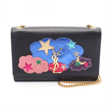 SAINT LAURENT Kate Medium Chain Shoulder Bag 364051 leather Black Used Women