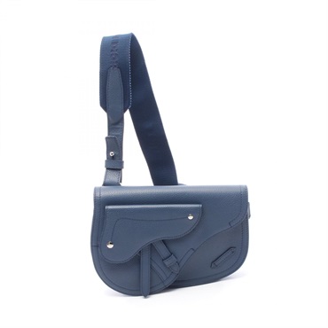 Christian Dior Saddle Crossbody Belt Waist Bag leather Blue Used Mens