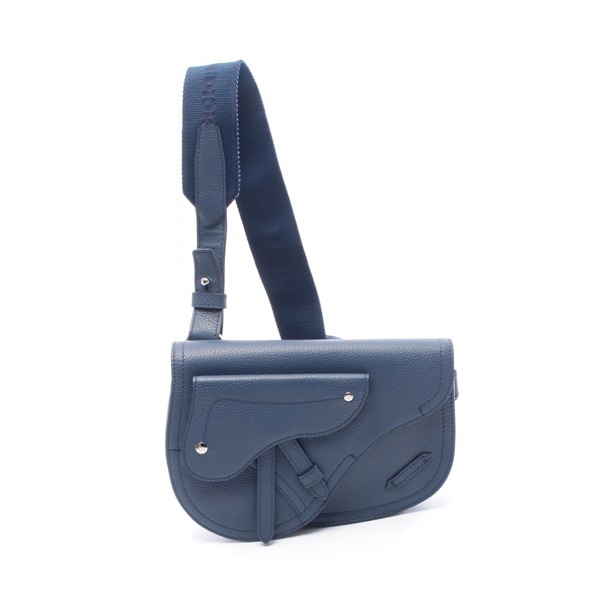 Christian Dior Saddle Crossbody Belt Waist Bag leather Blue Used Mens