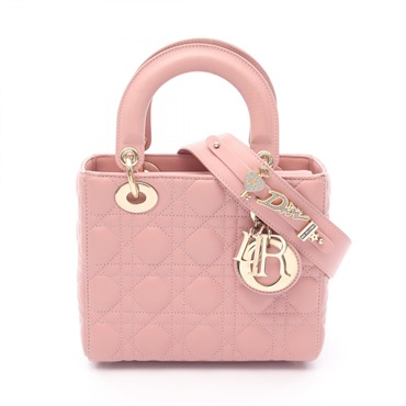 Christian Dior Lady Dior My ABCDior Small Cannage Shoulder Handbag Lambskin Pink