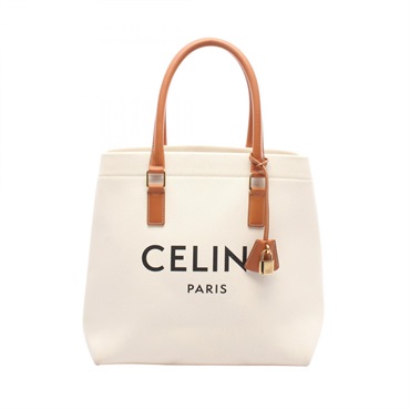 CELINE Horizontal Cabas Tote Bag 192162BNZ.02NT Canvas Leather White Brown Used
