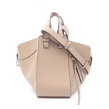 LOEWE Hammock Small 2Way Crossbody Shoulder Handbag A538S35X18 Leather Beige