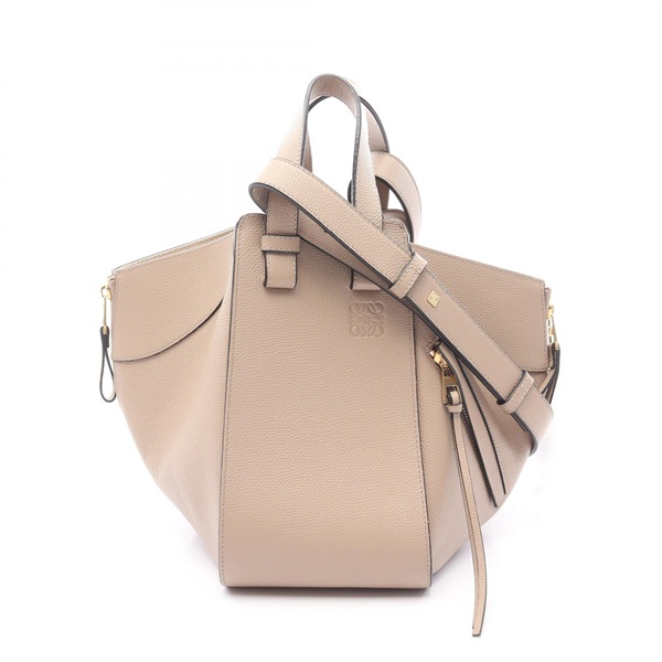 LOEWE Hammock Small 2Way Crossbody Shoulder Handbag A538S35X18 Leather Beige