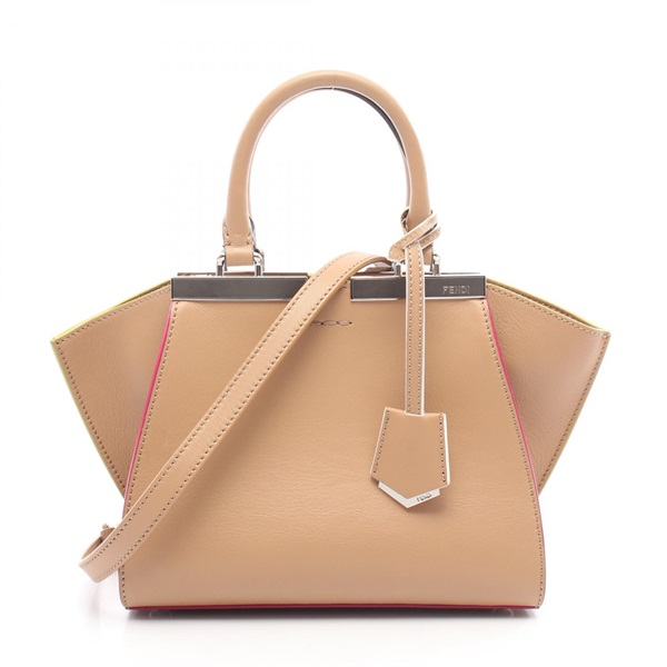 FENDI Mini Trois Heors 2Way Shoulder Handbag 8BH333 Leather Brown Used Women