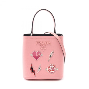 PRADA Panniers 2Way Shoulder Handbag 1BA217 Saffiano leather Pink Used Women
