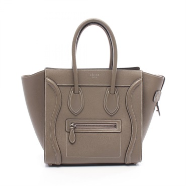 CELINE Luggage Micro Shopper Tote Handbag 167793 Leather Brown Used Women