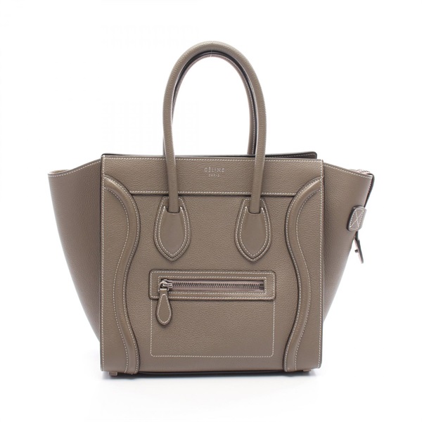 CELINE Luggage Micro Shopper Tote Handbag 167793 Leather Brown Used Women