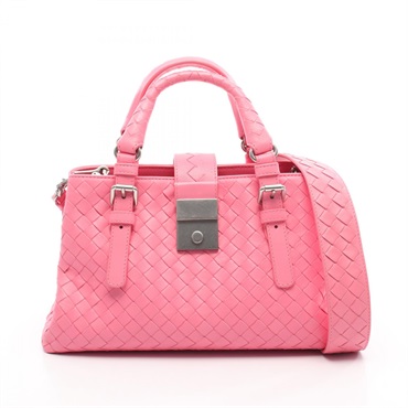 BOTTEGA VENETA Intrecciato Rome 2Way Shoulder Handbag Leather Pink Used