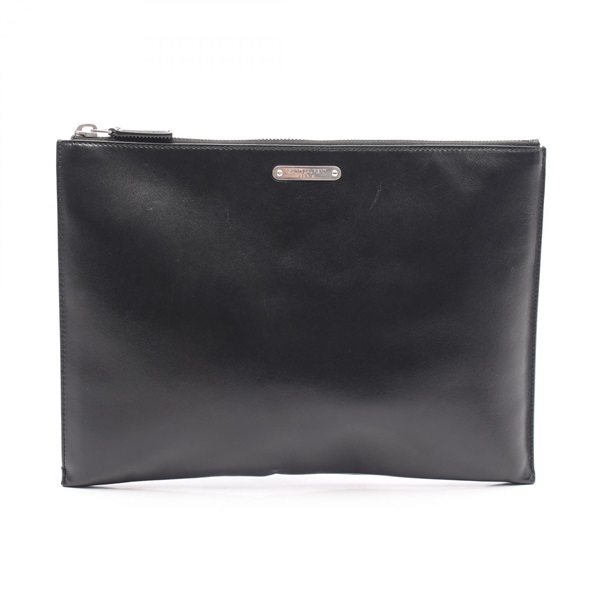 SAINT LAURENT PARIS Business clutch bag leather Black Used mens SHW