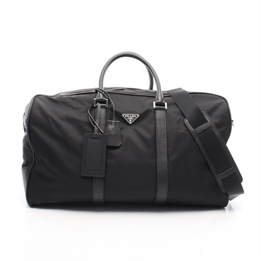 PRADA TESSUTO SAFFIANO Travel Duffle Bag 2VC007 Nylon Saffiano Leather Black