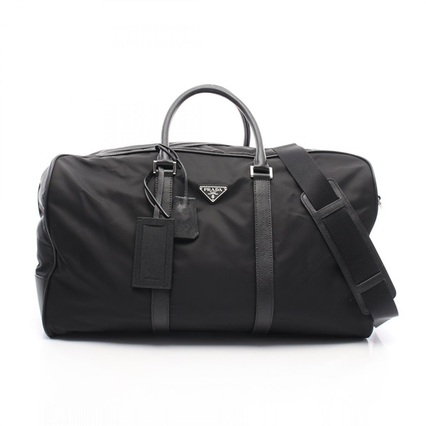 PRADA TESSUTO SAFFIANO Travel Duffle Bag 2VC007 Nylon Saffiano Leather Black