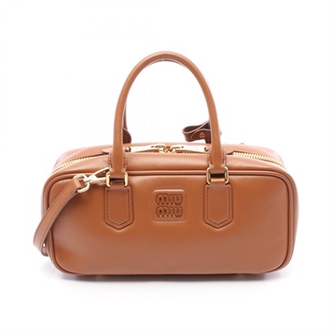 Miu Miu Arkady Crossbody Shoulder Handbag 5BB148 leather Brown Used Women