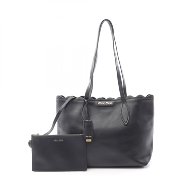 Miu Miu Shoulder Tote Bag Leather Black Used Women