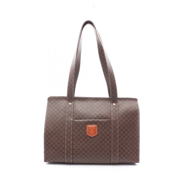 CELINE Macadam Shoulder Tote Bag Canvas Brown Used Women