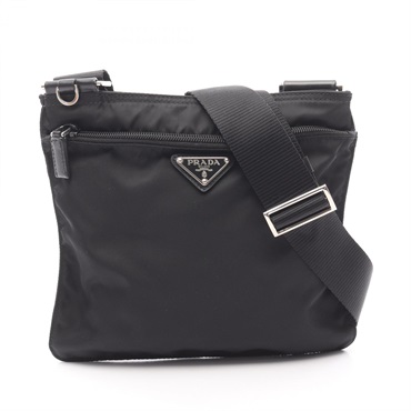 PRADA Crossbody Shoulder Bag Nylon leather Black Used Unisex