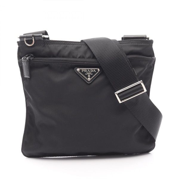 PRADA Crossbody Shoulder Bag Nylon leather Black Used Unisex