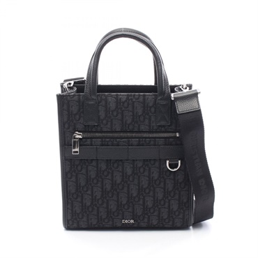 Christian Dior Safari North-South Oblique 2Way Shoulder Handbag Canvas Black
