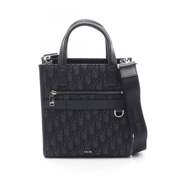 Christian Dior Safari North-South Oblique 2Way Shoulder Handbag Canvas Black