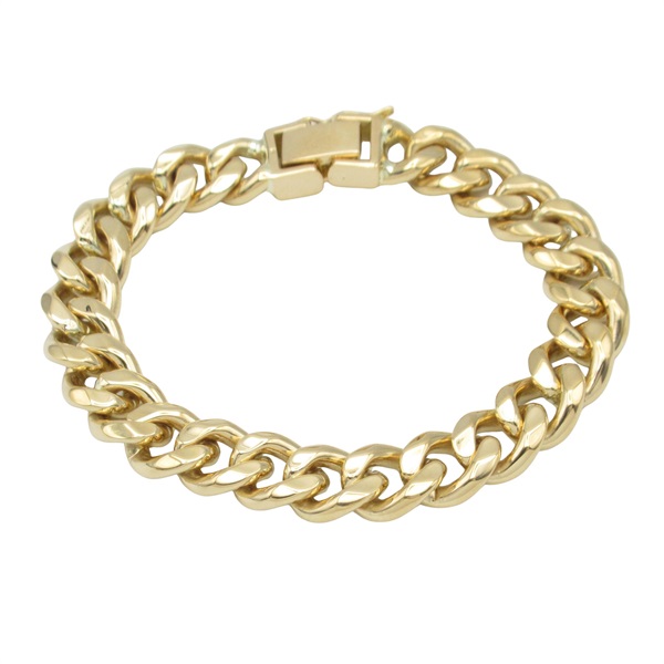 JEWELRY Single 2 side flat link chain Bracelet 18KYG Yellow Gold Used unisex