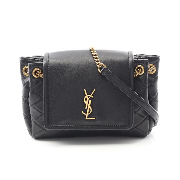 SAINT LAURENT Monogram Mini Nolita Chain Shoulder Bag 672738 Leather Black Used
