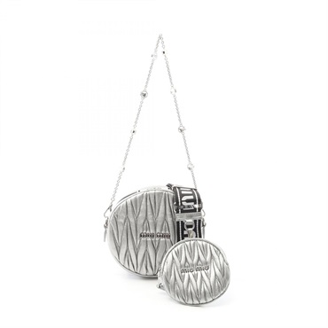 Miu Miu Materasse Crossbody Chain Shoulder Bag 5BH191 Leather Silver Used Women