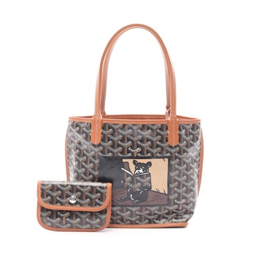GOYARD Anjou Mini Yuro Tote Bag canvas leather Black Brown White Used Women