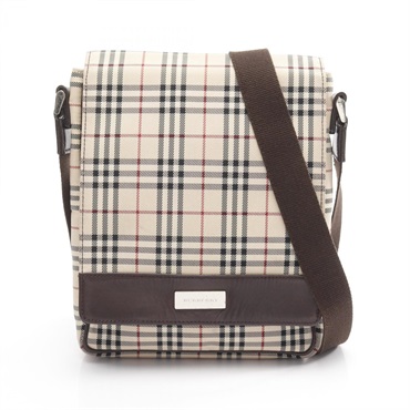 BURBERRY Nova Check Shoulder Bag canvas leather Beige Used Women