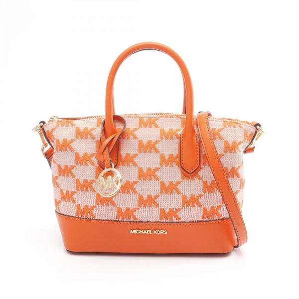 Michael Kors Hyde Signature Small Satchel Crossbody Shoulder Handbag Orange Used