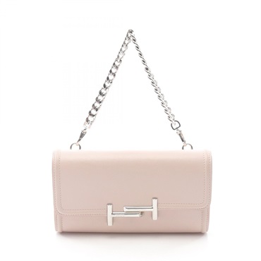 TOD'S Double T Chain shoulder Handbag XAWDSSO6200RLXM025 leather Pink Used Women