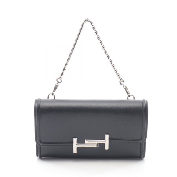 TOD'S Double T Chain Handbag XAWDSSO6200XMAB999 leather Black Used Women