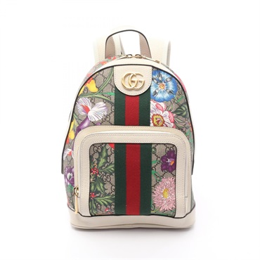 GUCCI Ophidia GG Supreme Sherry Backpack 547965 Canvas leather Beige Multi Used