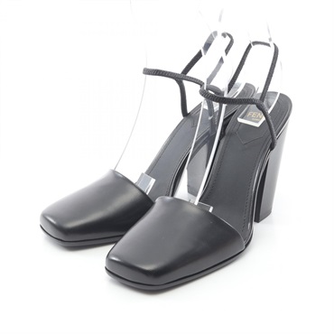 FENDI Mules Sandals 8J8492 Leather Black Size 38 10cm Heel Used Women