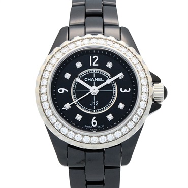 CHANEL J12 8P Diamond/Bezel Diamond Wrist Watch H2571 Quartz ceramic Used Women