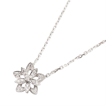 Van Cleef & Arpels Lotus Diamond Necklace 18KWG White Gold Used women Pendant
