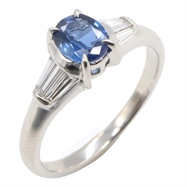 JEWELRY Blue Sapphire Diamond Ring Pt900 Platinum Used women US size 6