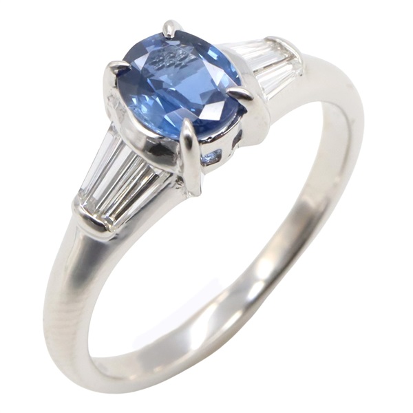 JEWELRY Blue Sapphire Diamond Ring Pt900 Platinum Used women US size 6