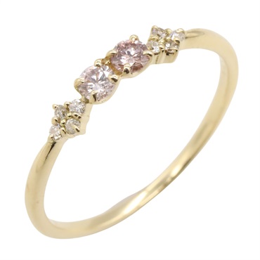 JEWELRY Diamond Ring 18KYG Yellow Gold Pink Yellow Used US size 5.5 women