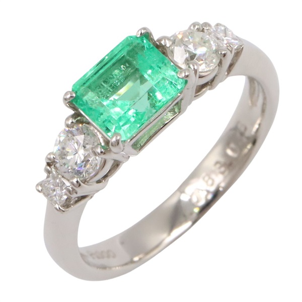 JEWELRY Emerald Diamond Ring Pt900 Platinum Green Used women US size 5.25