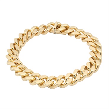 JEWELRY Double 2 side falt link chain Bracelet 18KYG Yellow Gold Used unisex