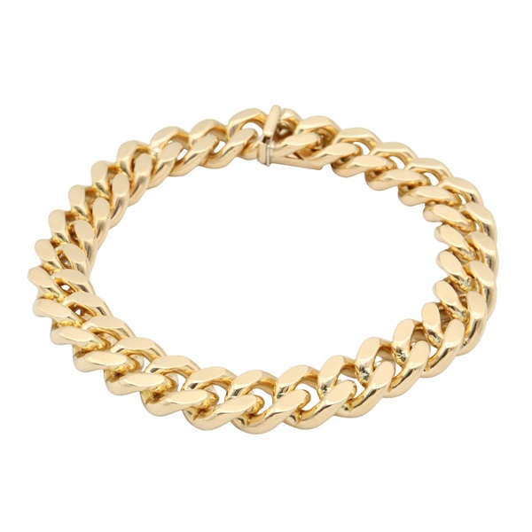 JEWELRY Double 2 side falt link chain Bracelet 18KYG Yellow Gold Used unisex