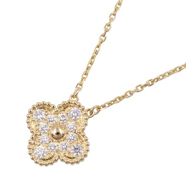 Van Cleef & Arpels Vintage Alhambra Diamond Necklace 18KYG Yellow Gold Used