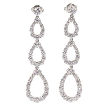 HARRY WINSTON Triple Loop Diamond Pierced Earrings Pt950 Platinum Used Women