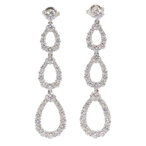 HARRY WINSTON Triple Loop Diamond Pierced Earrings Pt950 Platinum Used Women