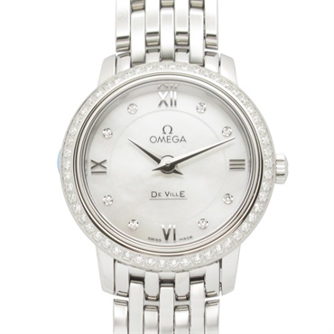 OMEGA De Ville Prestige Bezel 8P Diamond Wrist Watch Quartz SS NEW Women