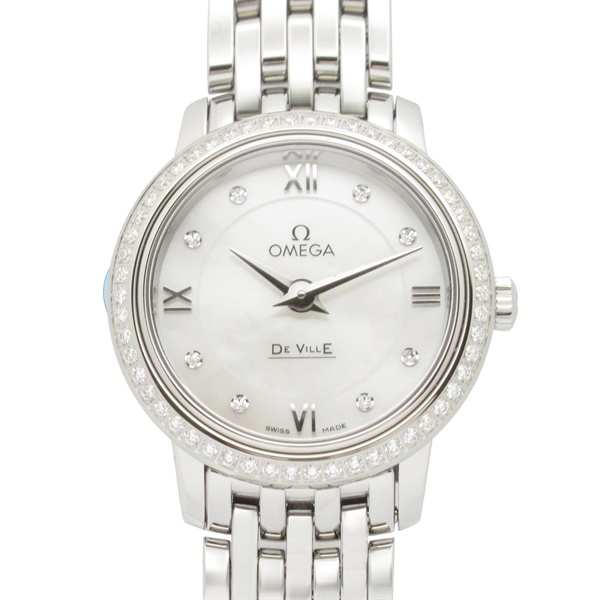 OMEGA De Ville Prestige Bezel 8P Diamond Wrist Watch Quartz SS NEW Women