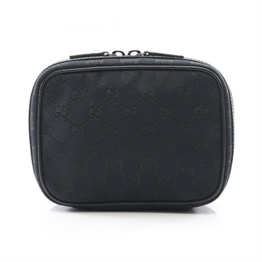 GUCCI GG canvas Pouch Case 153129 leather Black Used Women GG